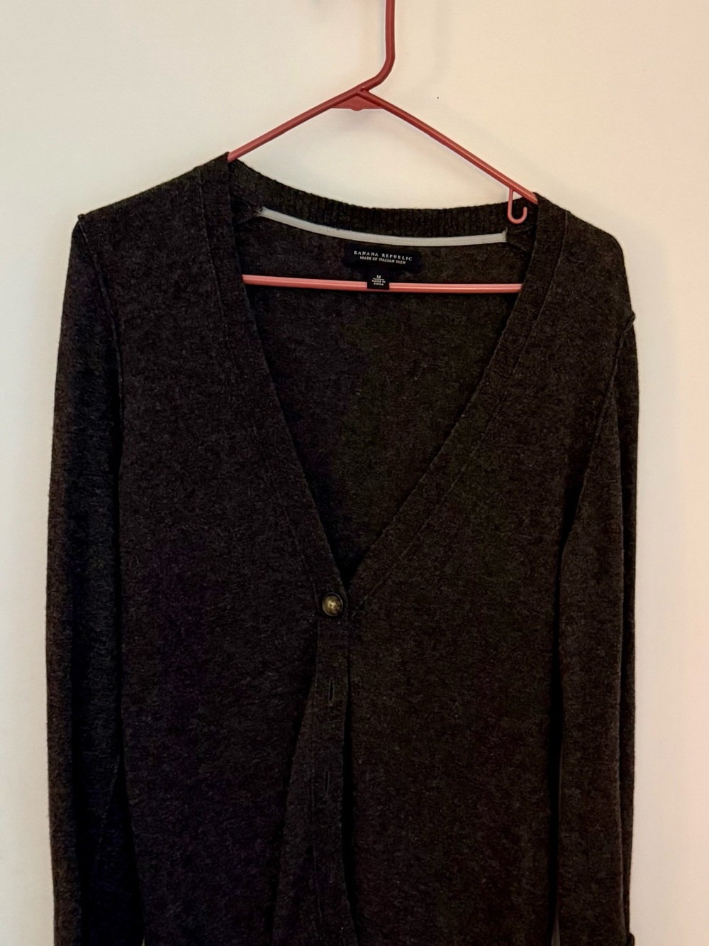 Banana Republic Charcoal Gray V-Neck Button Cardigan
